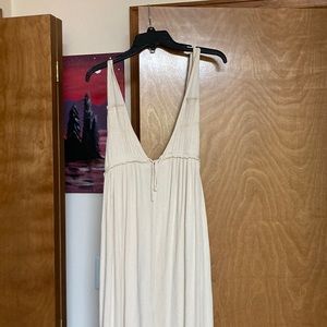 Free People endless summer boho cream maxi midi beach khaki dress L